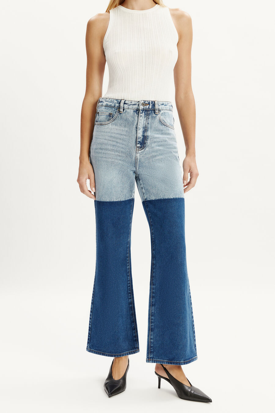 Pia Two Toned Flared Jeans