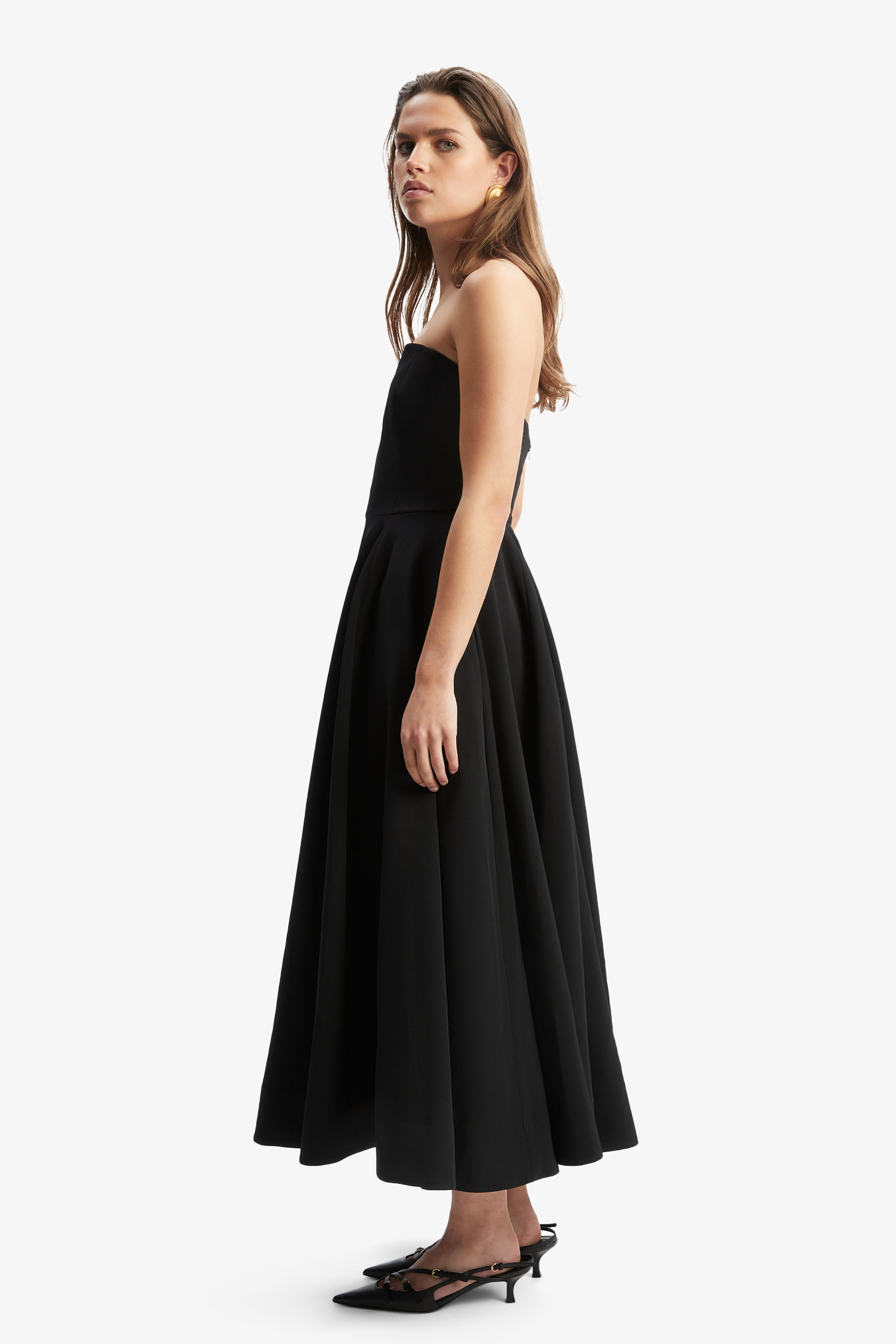 bardot opal strapless midi dress Opal Volume Lace Midi Dress In Black