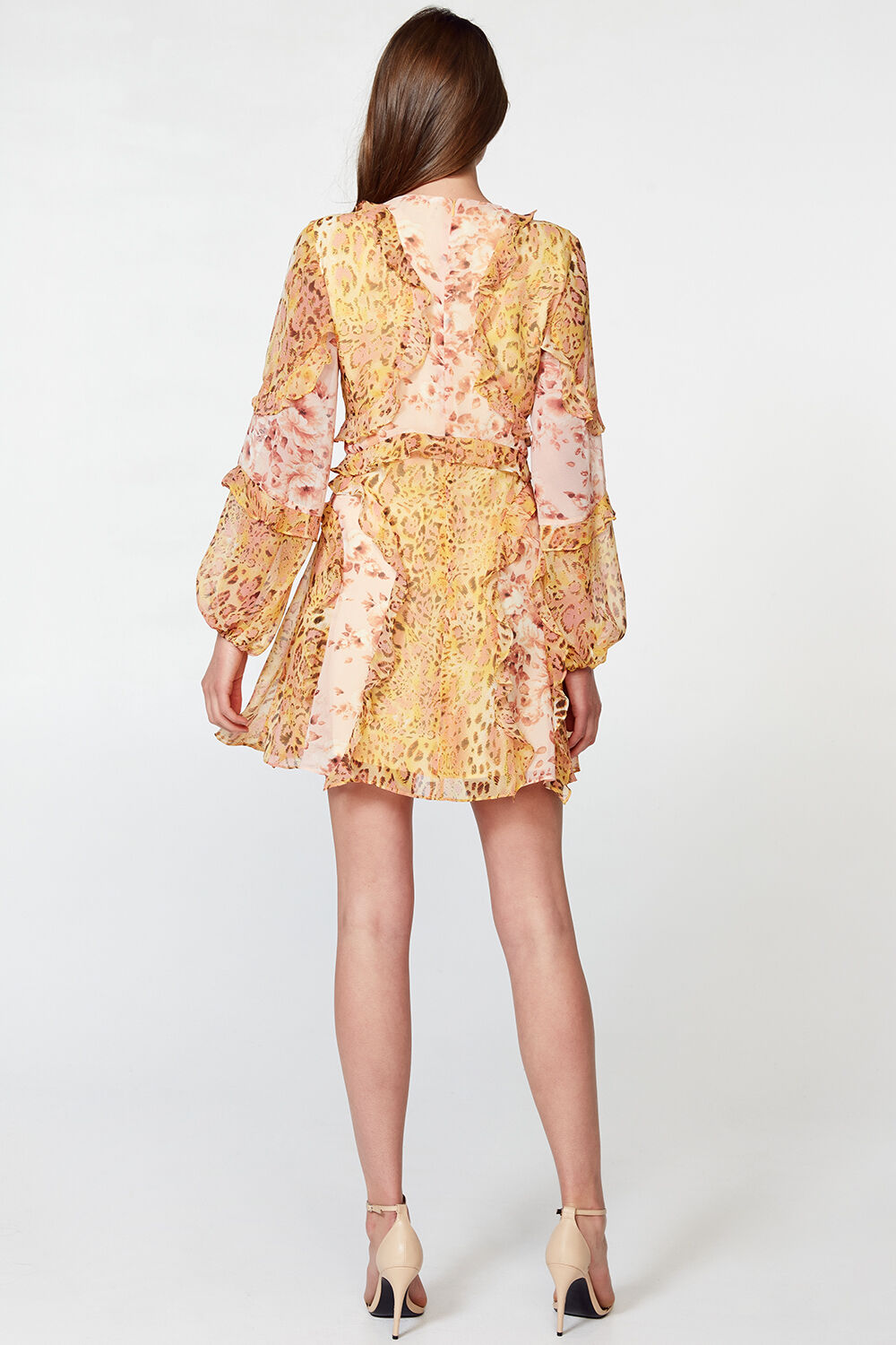 Mixed Print Dress In Pinky Leo Bardot