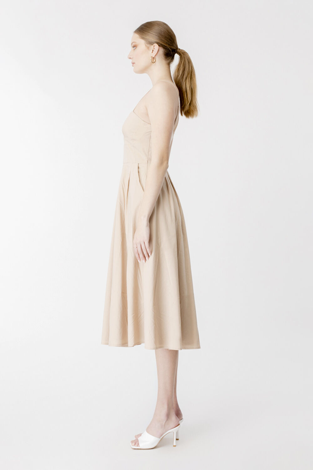 AXELE BUTTON FRONT MIDI DRESS in colour MOONLIGHT