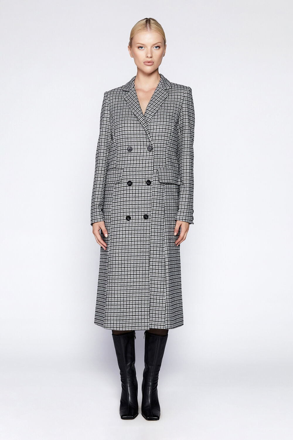 CLASSIC GREY CHECK COAT in colour BIRCH