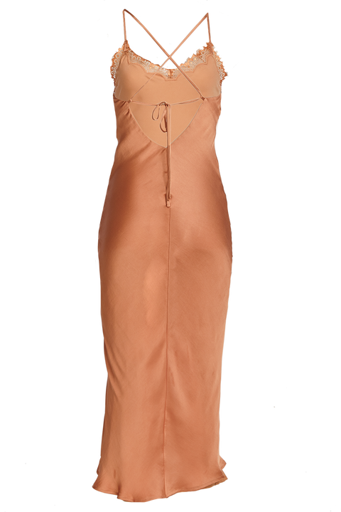 SANDIE SLIP DRESS in colour SANDSTONE