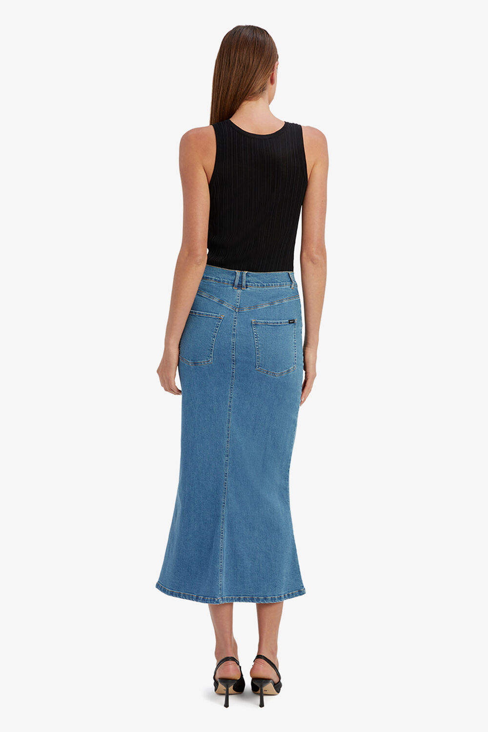 LARENCE DENIM MAXI SKIRT in colour CITADEL
