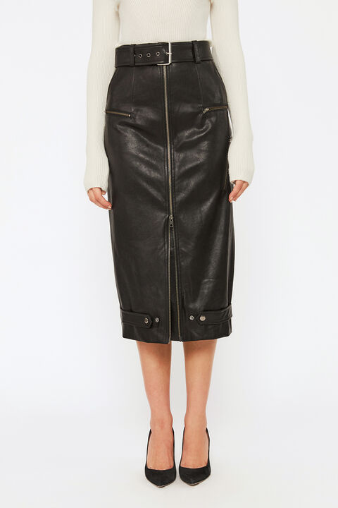 HAZEL VEGAN LEATHER SKIRT in colour CAVIAR