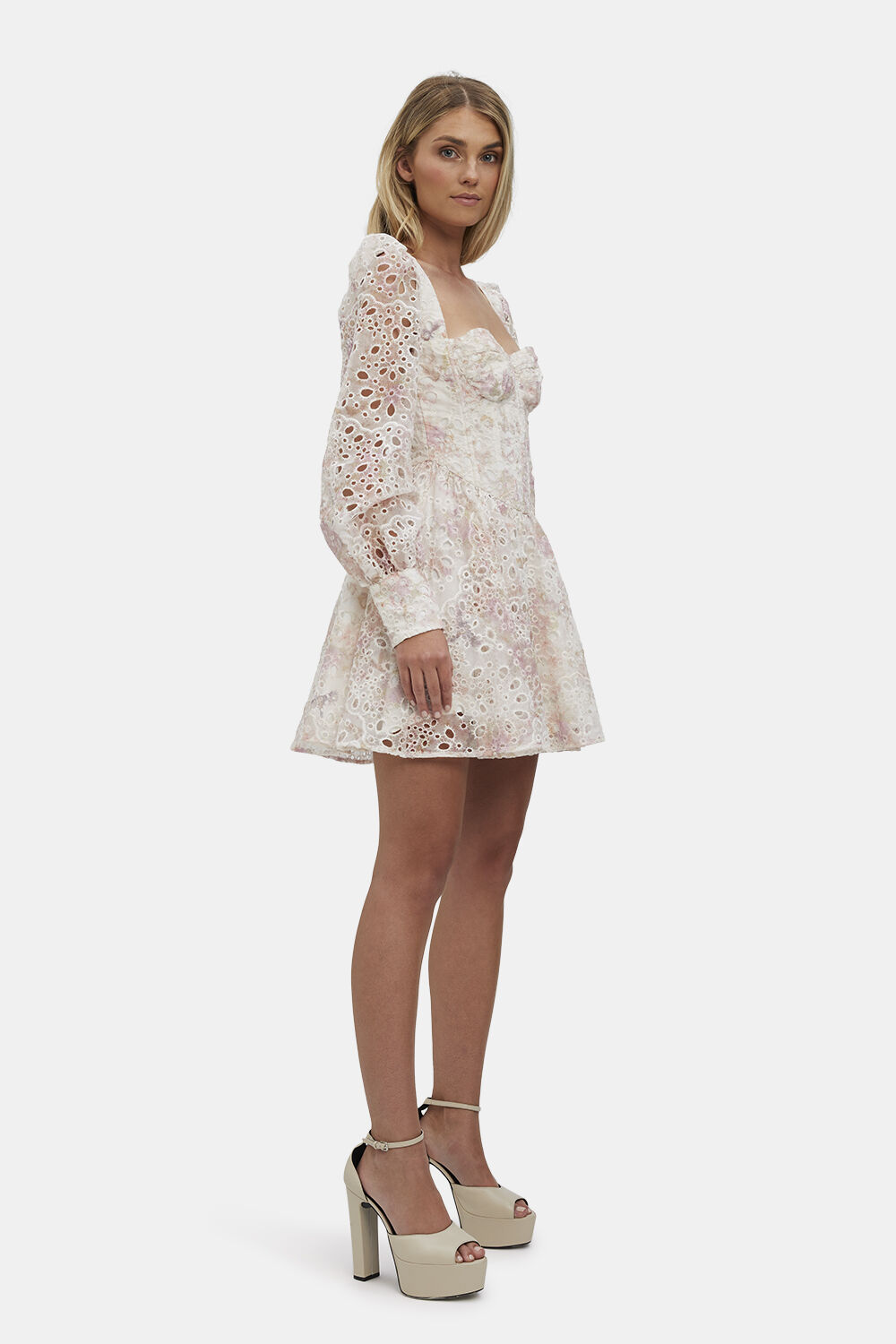 LILA FLOUNCE DRESS in colour TOMATO CREAM