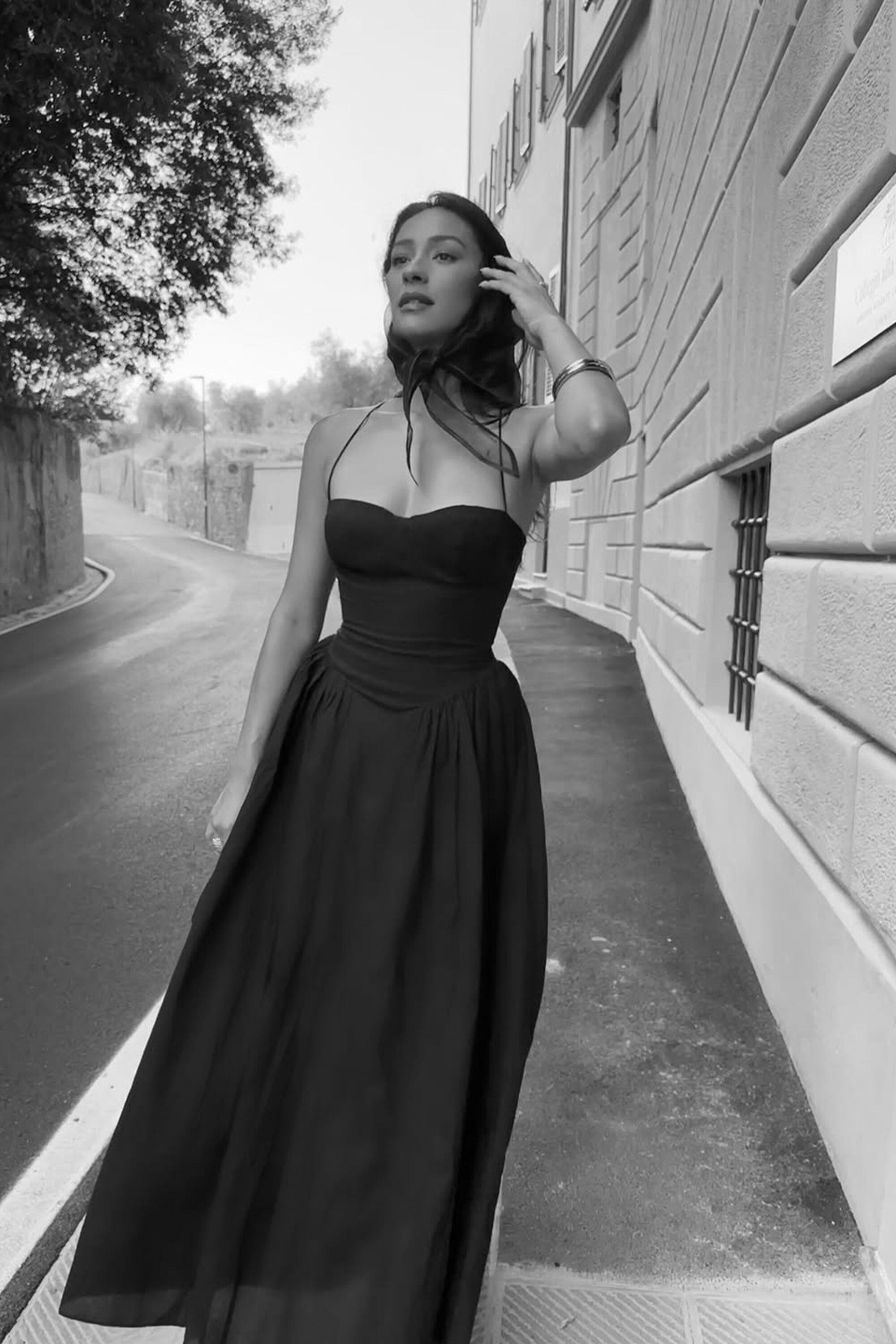 Estie Cotton Maxi Dress In Black | Bardot