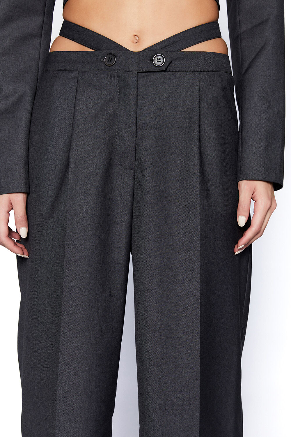 WRAP FRONT PANT in colour JET BLACK