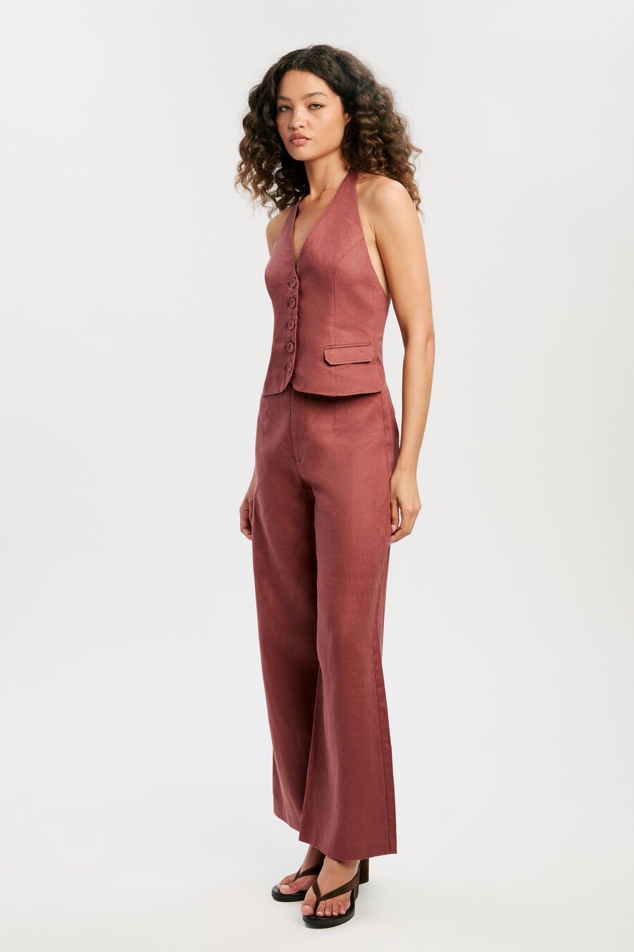 Domenica Mid Rise Linen Pant