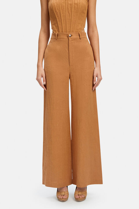 ENYA LINEN PANT in colour HONEY MUSTARD