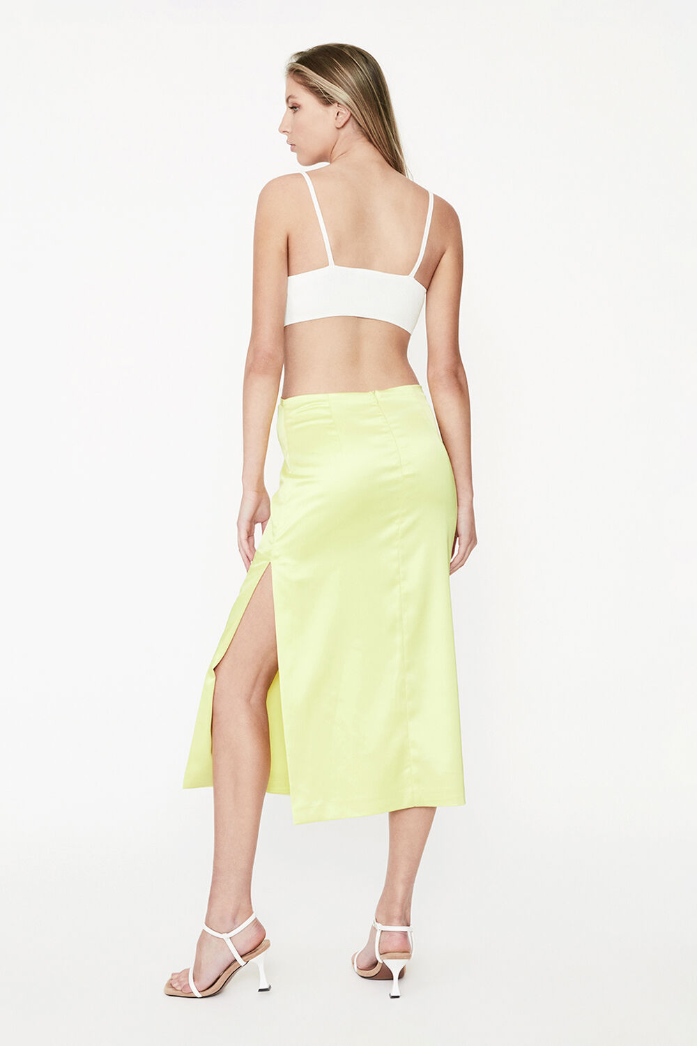 ATLANTA LOW RISE MIDI SKIRT in colour LIMEADE