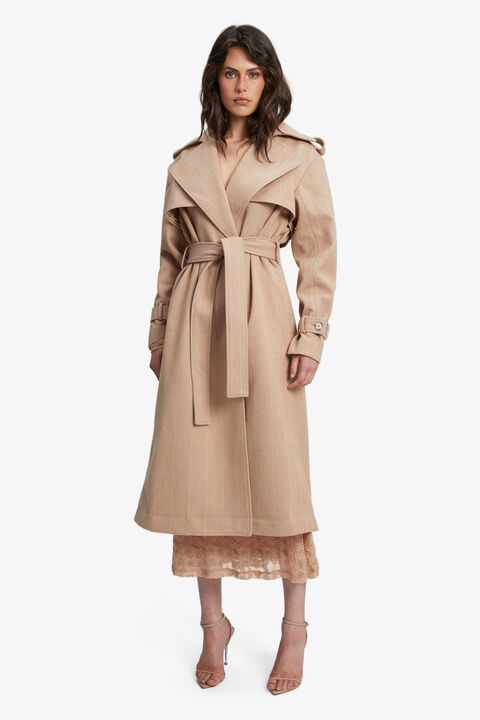 OVERSIZED HERRINGBONE TRENCH in colour JET SET