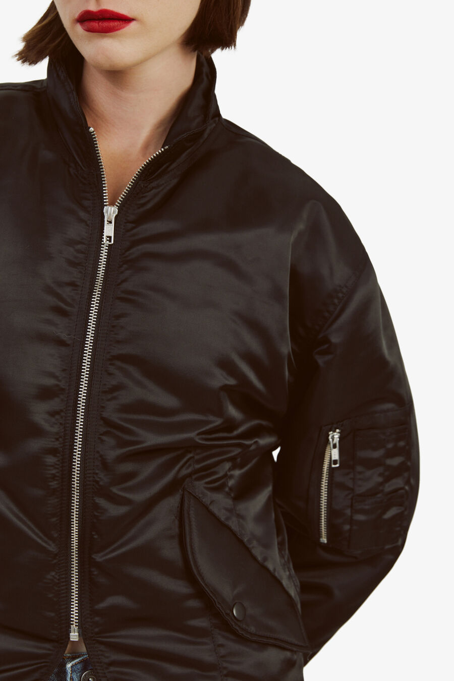 FITTED BOMBER JACKET in colour BLACK