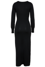MAXI KNIT SPLIT DRESS in colour CAVIAR