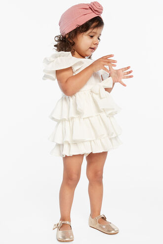 EDNA RUFFLE DRESS in colour SNOW WHITE