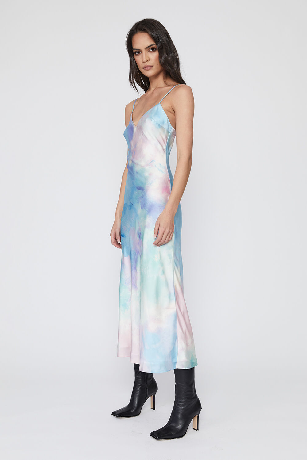 TIE DYE SLIP DRESS in colour SNOW WHITE