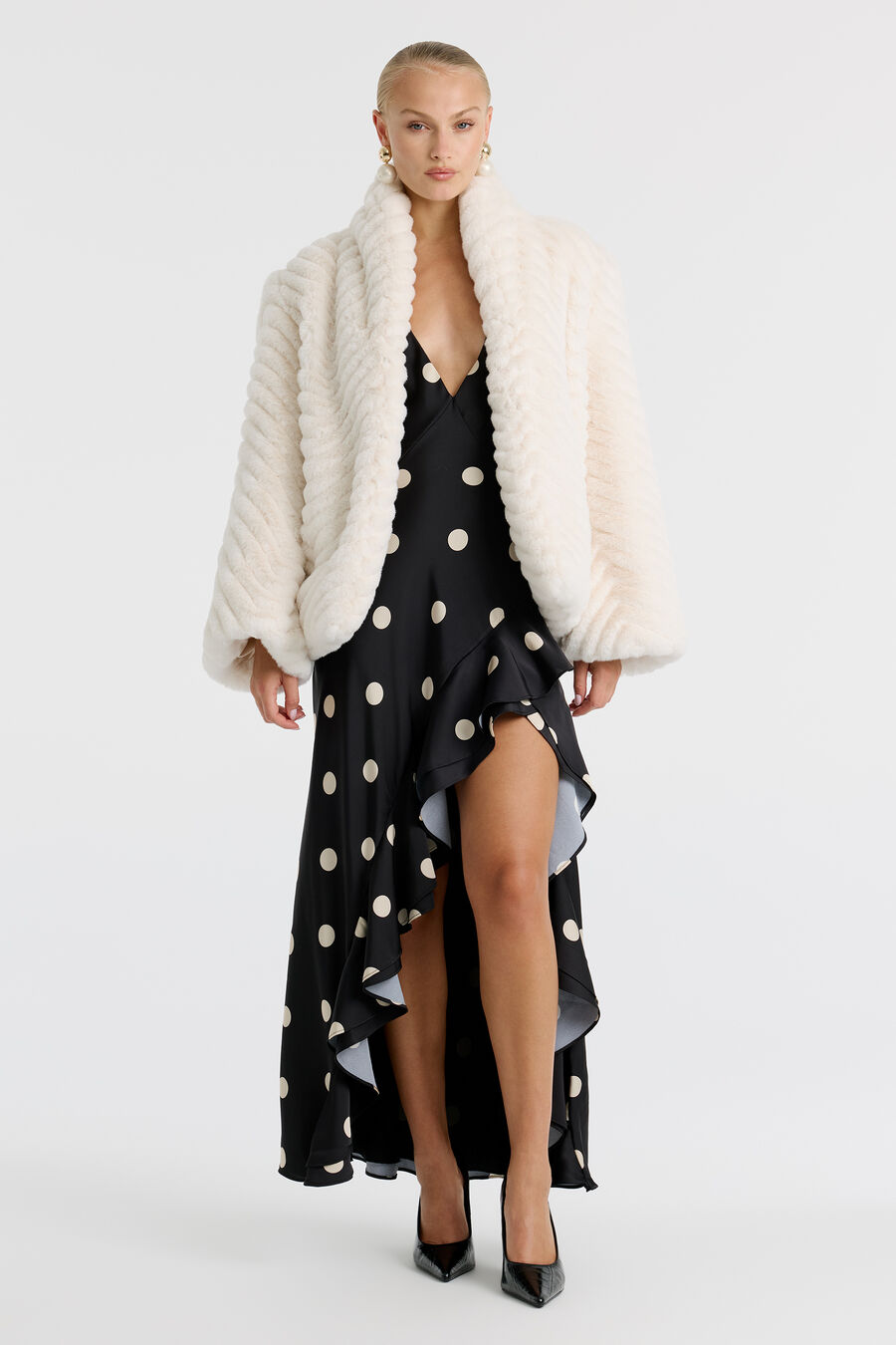 Renalda A-line Faux Fur Coat