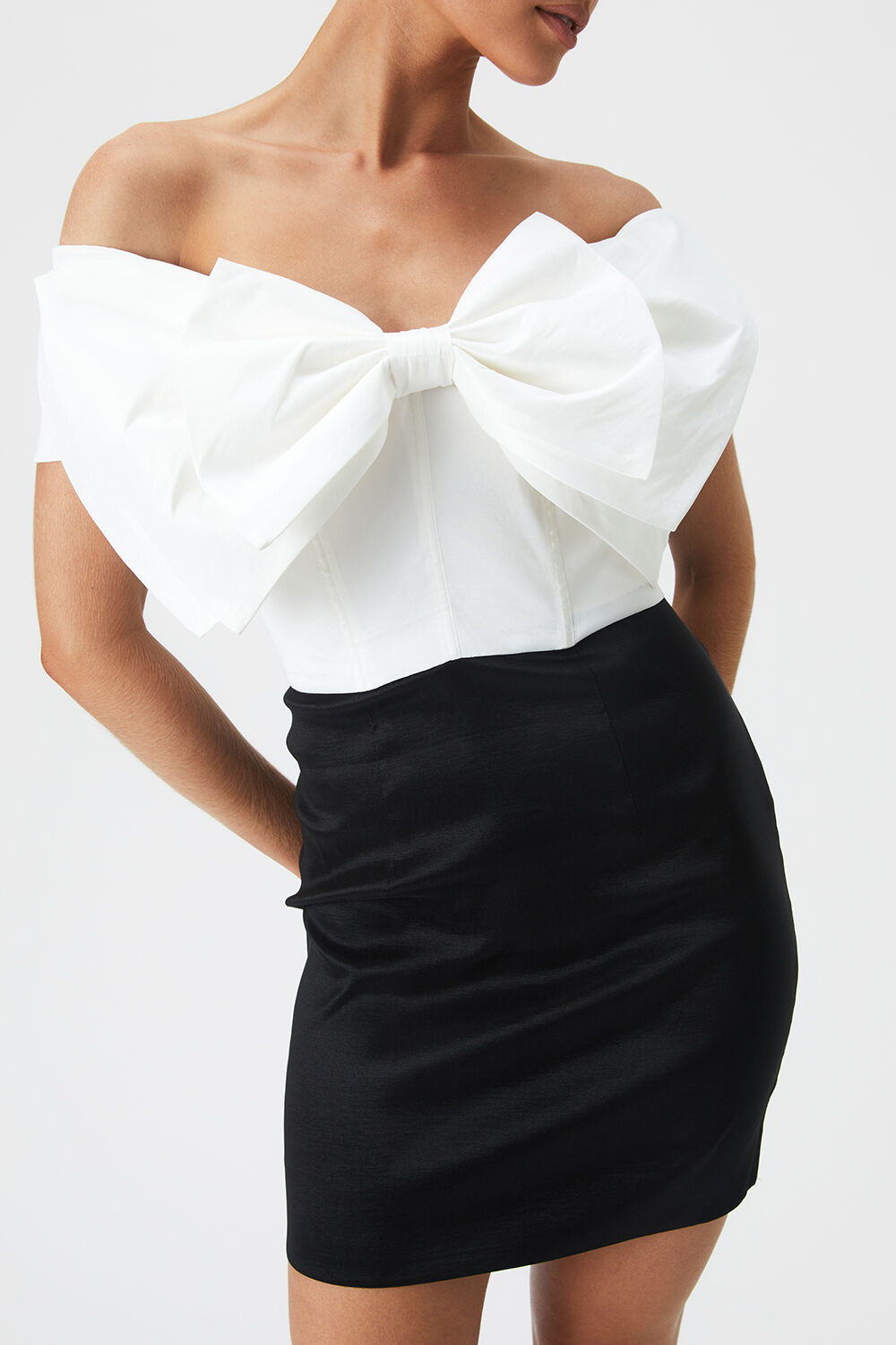 MINI BOW DRESS in colour RED BUD