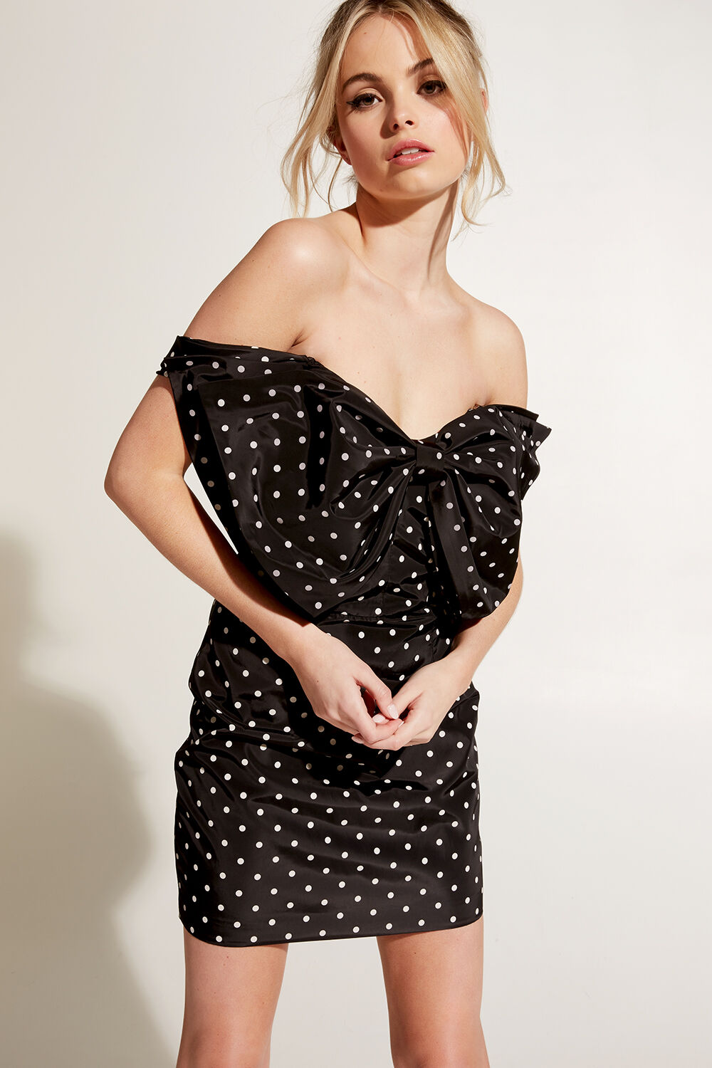 bardot spot shirt dress