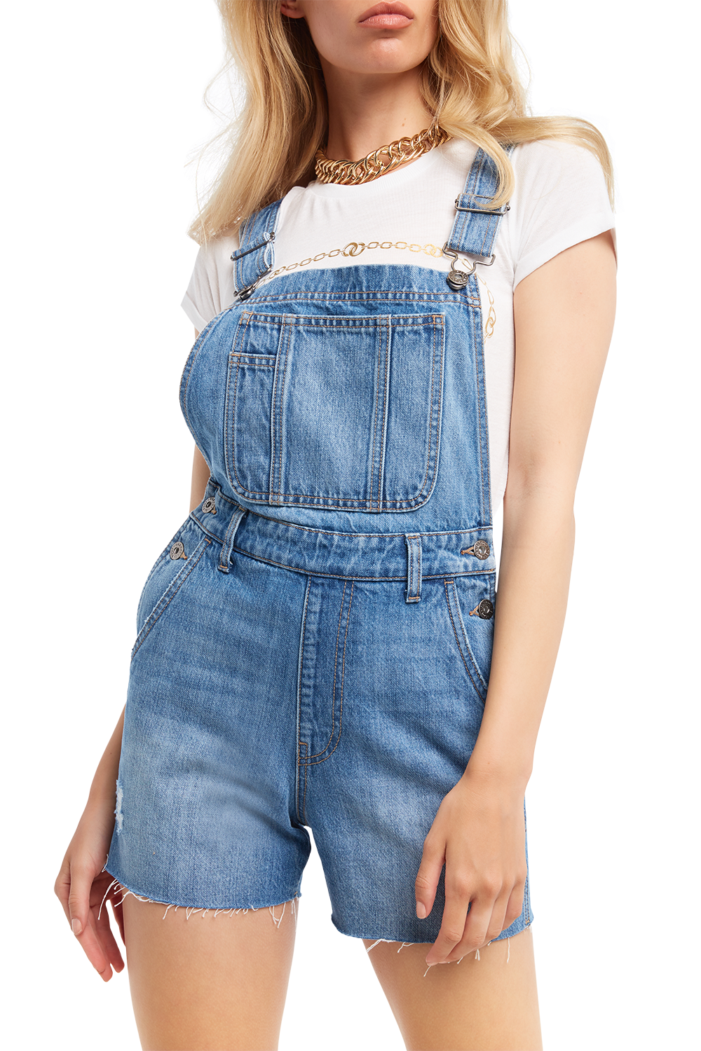 Denim Short Overall in Vintage | Bardot