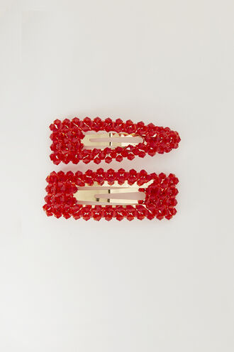RED CRYSTAL PEARL CLIPS in colour FIESTA