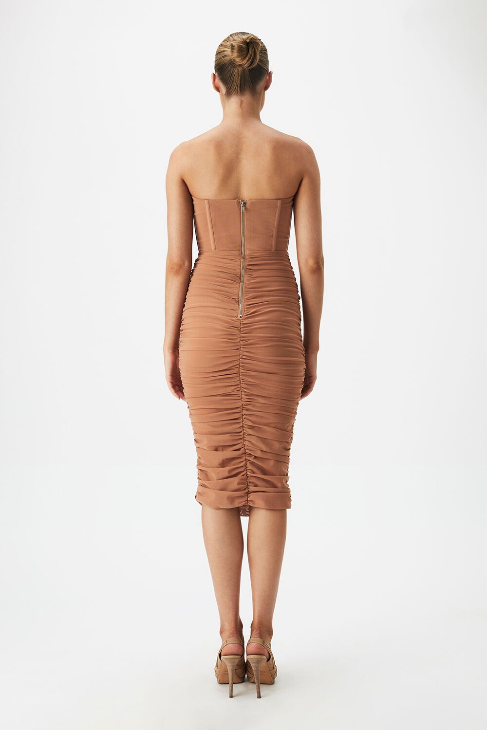 Lithium Mesh Midi Dress In Nude Bardot