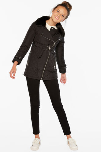 AIME QUILTED COAT in colour JET BLACK