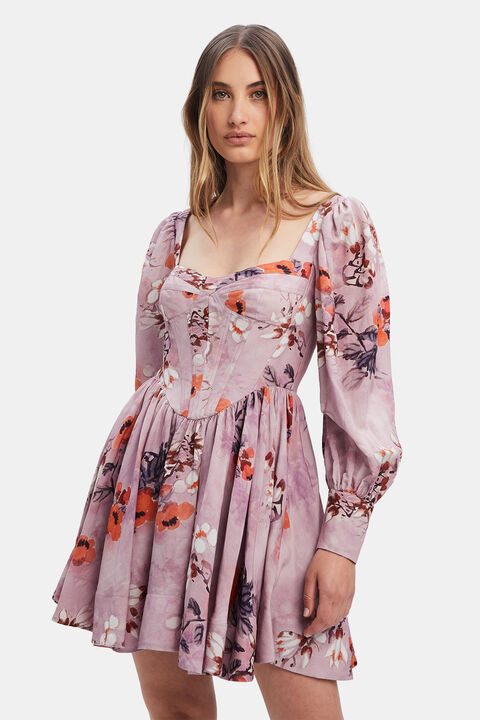 LILA FLORAL MINI DRESS in colour RABBIT