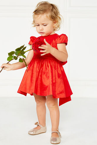 VALETTA BOW DRESS in colour HIGH RISK RED