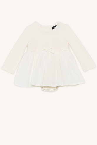 POPPY RIB DRESS GROW in colour EGGNOG