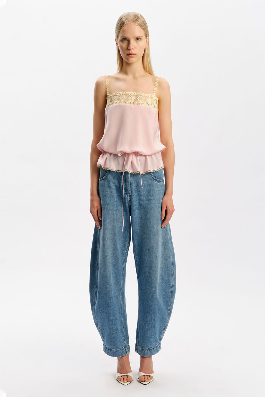 Bonita Satin Lace Trim Top