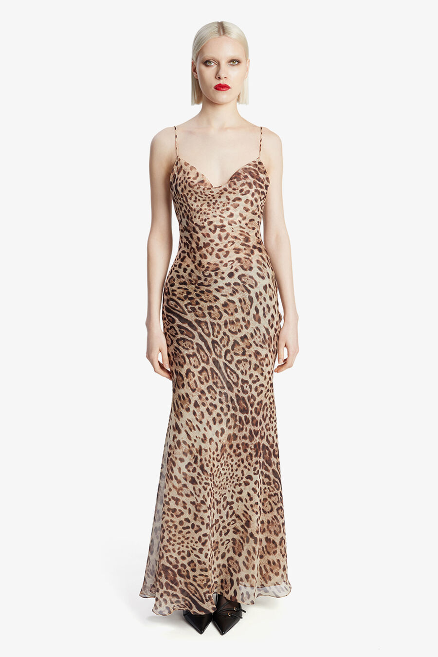 MONROE COWL NECK MAXI DRESS in colour Brown Leopard