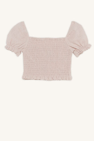 JOANIE PUFF SLEEVE TOP in colour MISTY ROSE