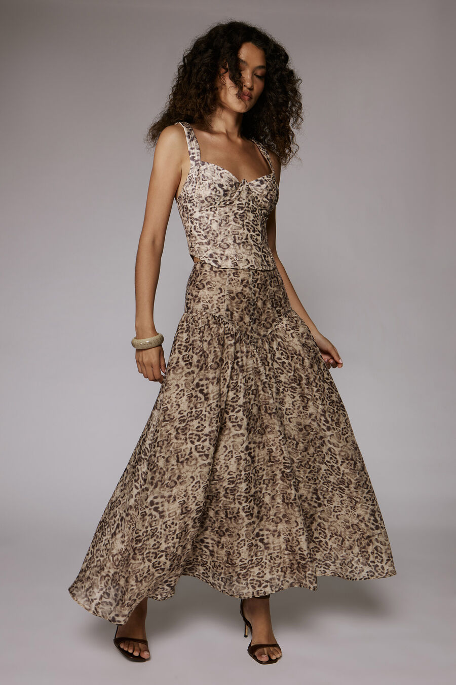 CAROLINA LONG LINE TOP in colour Brown Leopard