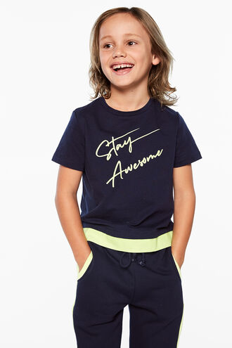 STAY AWESOME TEE in colour BLACK IRIS