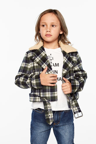 TARTAN BIKER JACKET in colour DARK GREEN