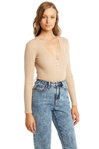 BUTTON UP RIB BODYSUIT in colour MOONLIGHT