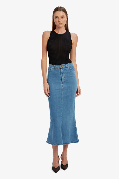 LARENCE DENIM MAXI SKIRT in colour CITADEL