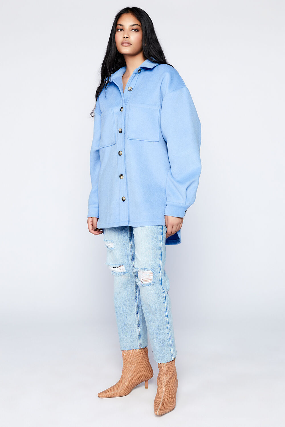 TALIA OVERSHIRT in colour CERULEAN
