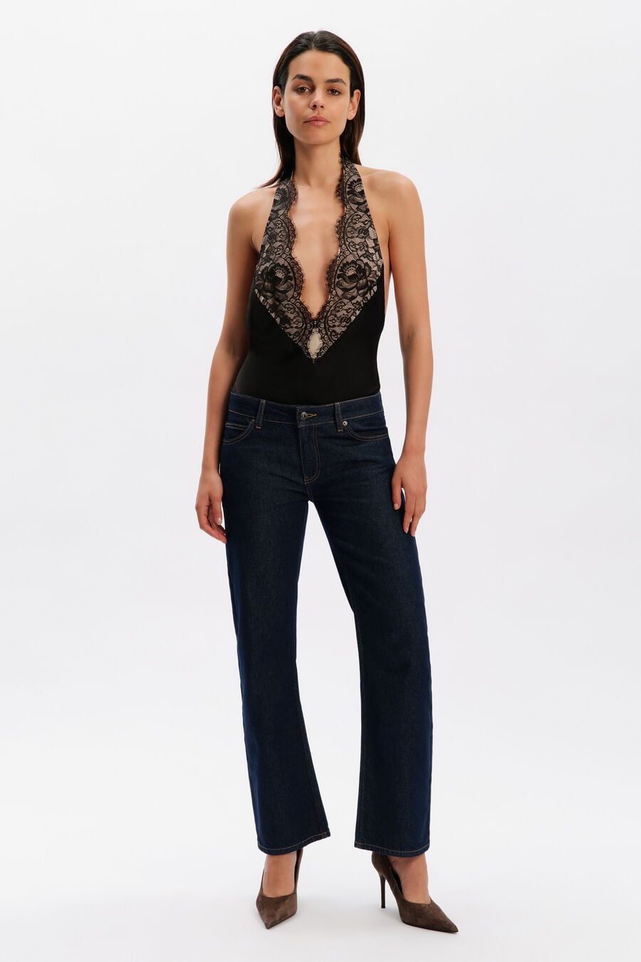Elviria Halter Satin Bodysuit