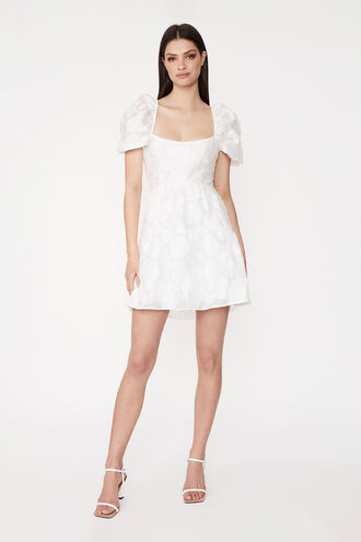 FRANKIE TIERED MINI DRESS in colour CLOUD DANCER