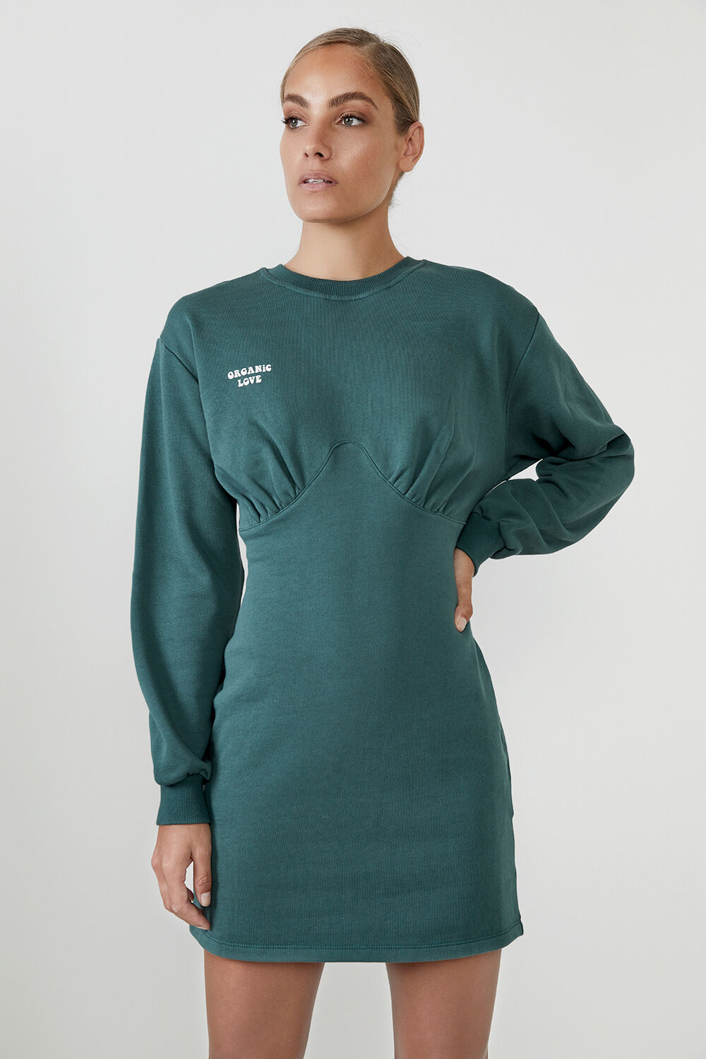 Organic Sweater Dress in Forest | Bardot
