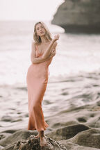 SANDIE SLIP DRESS in colour SANDSTONE