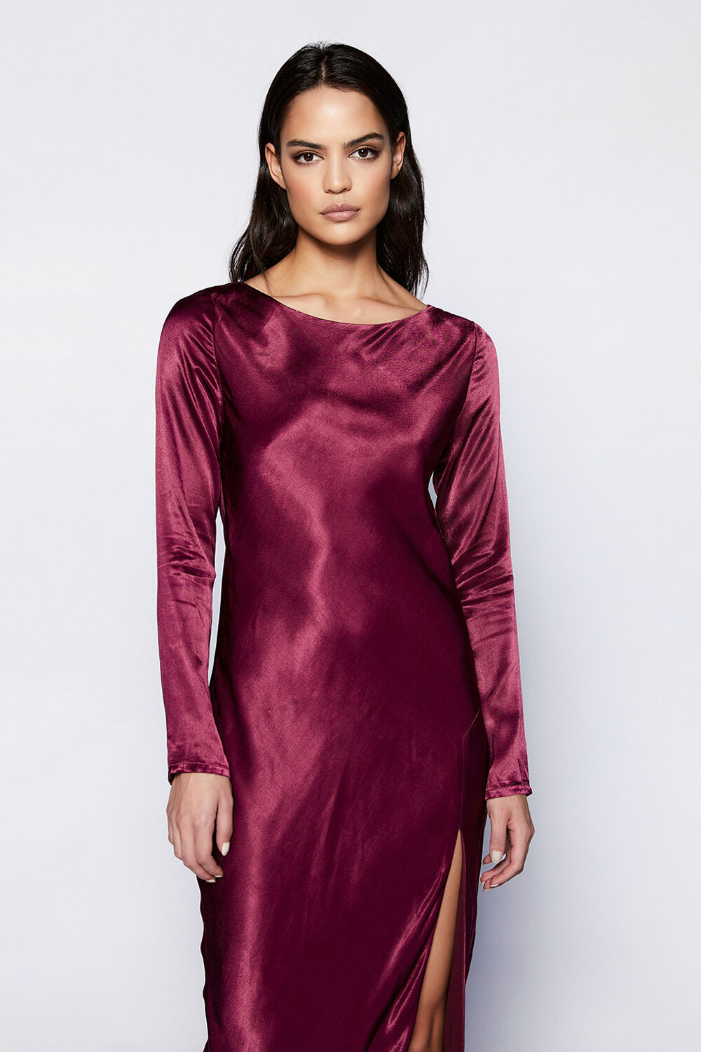 RIVER BIAS DRESS in colour BURGUNDY