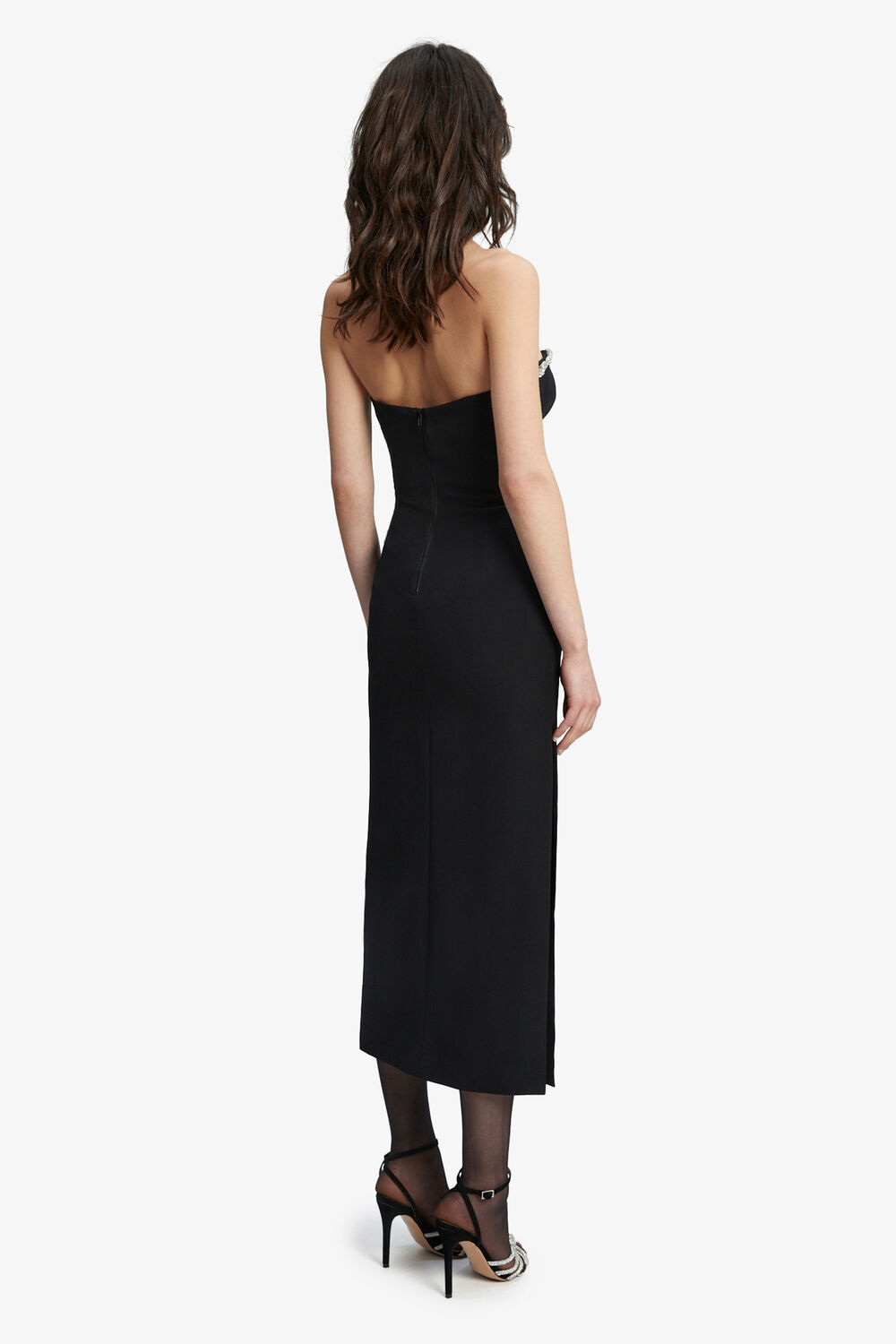 ELENI DIAMANTE MIDI DRESS in colour CAVIAR