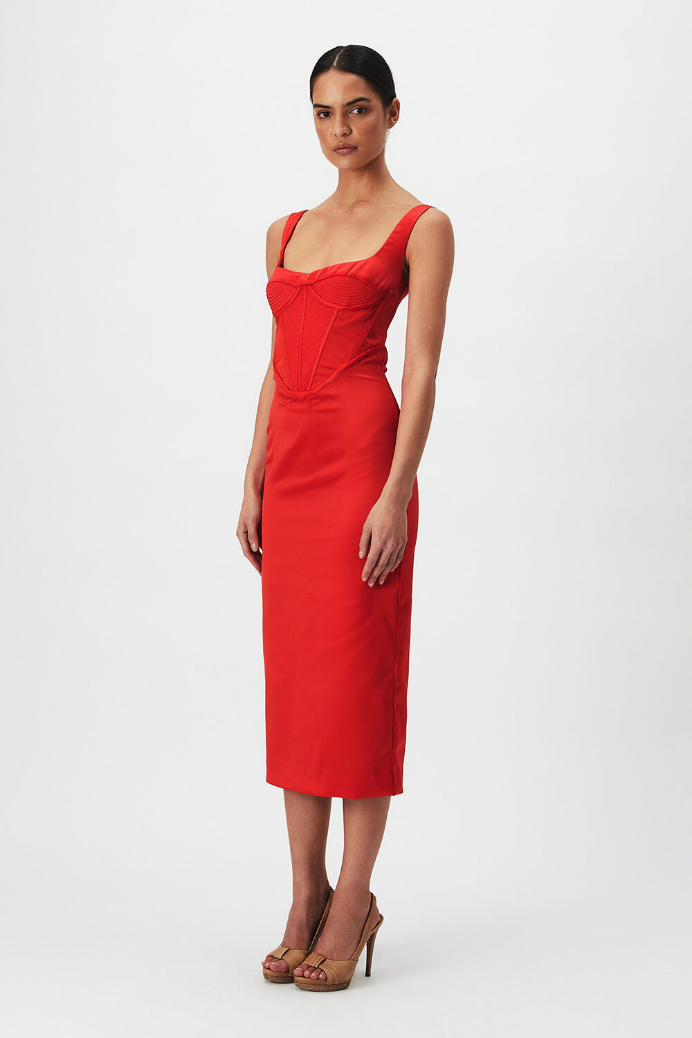 ELODIE MIDI DRESS in colour FIESTA