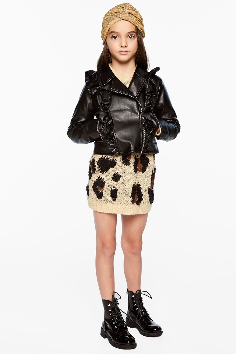 Chloe Vegan Leather Ruffle Jacket in Black | Bardot Junior