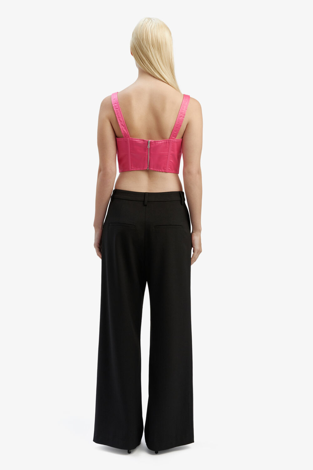 SATIN CORSET BUSTIER in colour HOT PINK