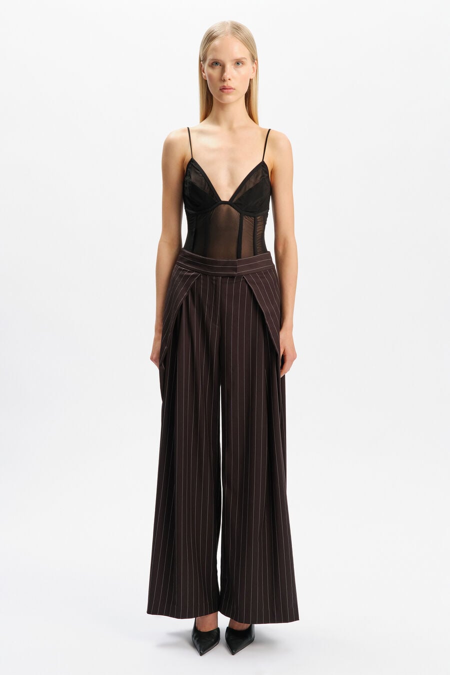 Laurie Pleat Front Stripe Pant