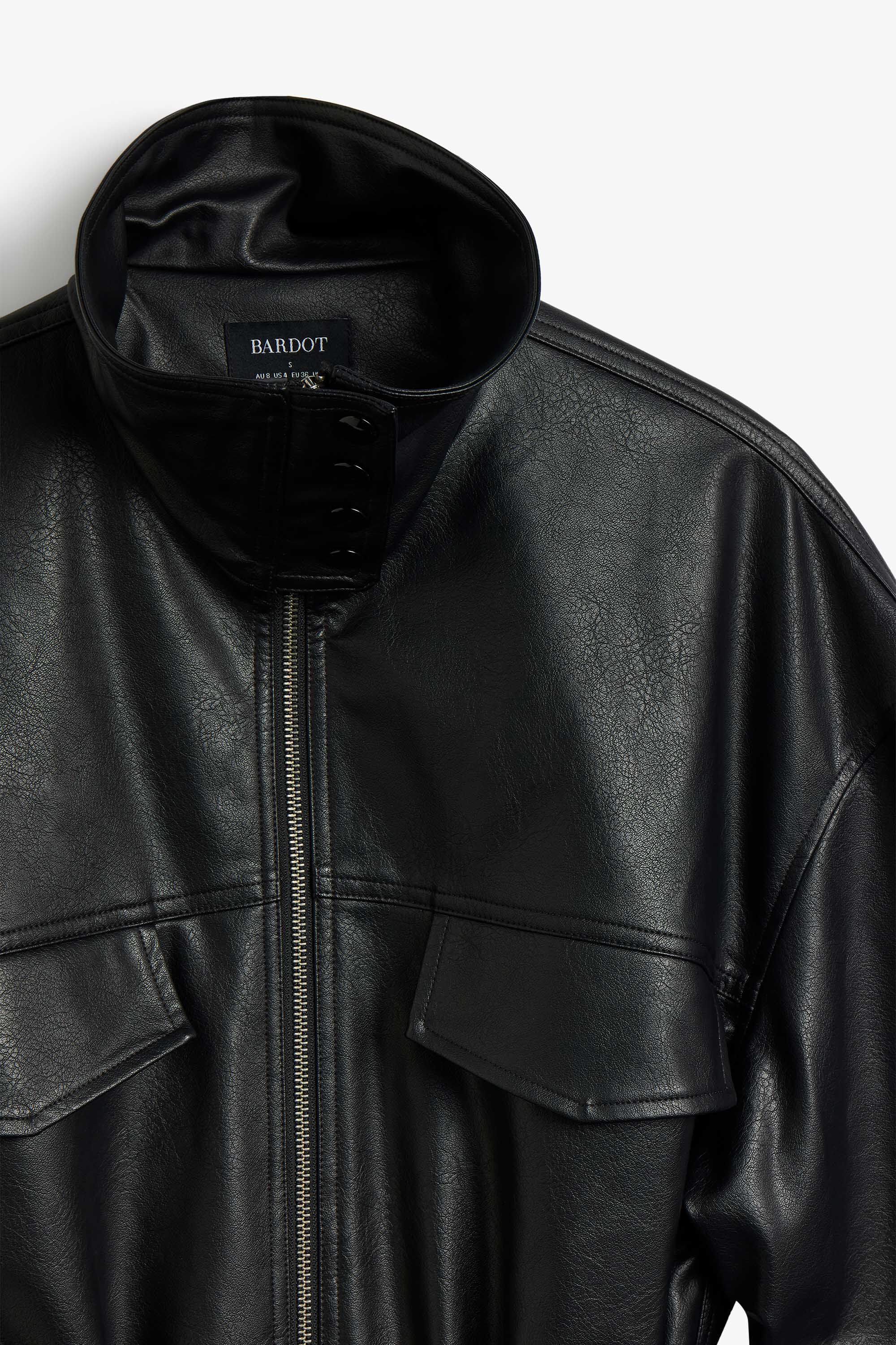 Anja Vegan Leather Jacket In Black | Bardot