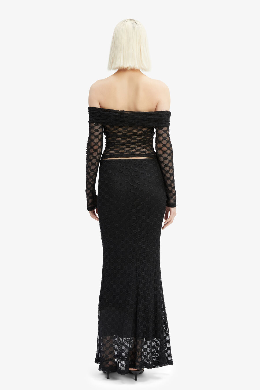 ADONI MID RISE MAXI SKIRT in colour BLACK